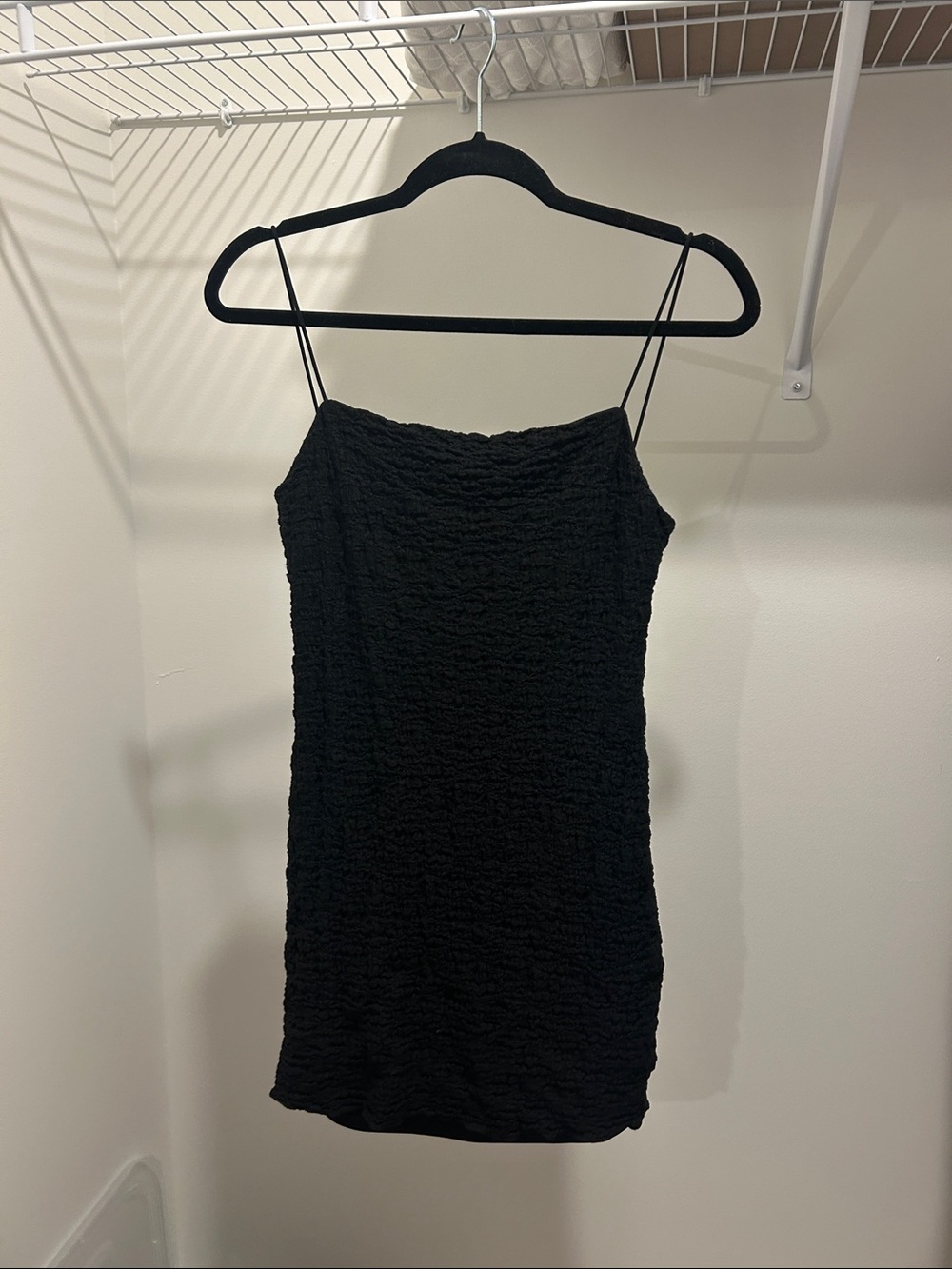 HYFVE Black Textured Mini Slip Dress